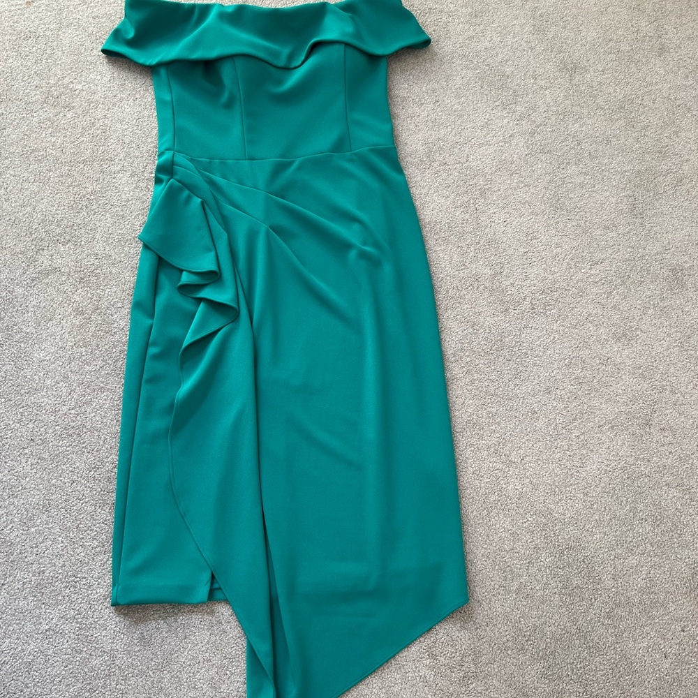 Betsy and Adam off the shoulder new with tags green size 14 dress - Picture 4 of 10